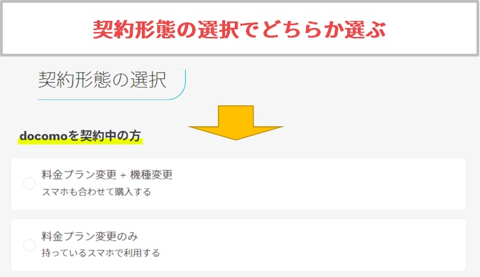 ahamoの申し込み画面(ドコモからの乗り換え)