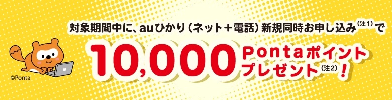 auひかりのPontaポイント10000ptのイメージ図（auショップ／UQスポット）