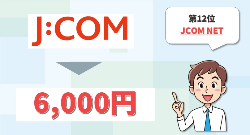 JCOMのキャッシュバックは6000円