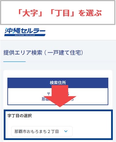 「大字」「丁目」を選択する