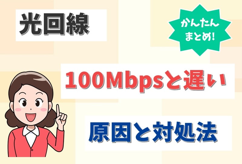 光回線が100Mbpsしか出ない！100Mbpsを超えない理由や遅いときの対処法は？【アイキャッチ画像】
