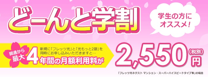 フレッツ光の「どーんと学割」
